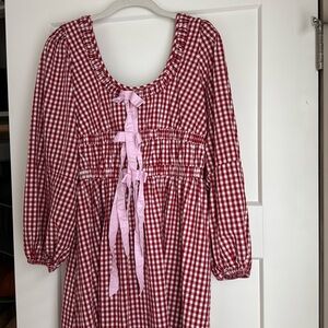 Damson Madder checkered long sleeve maxi dress